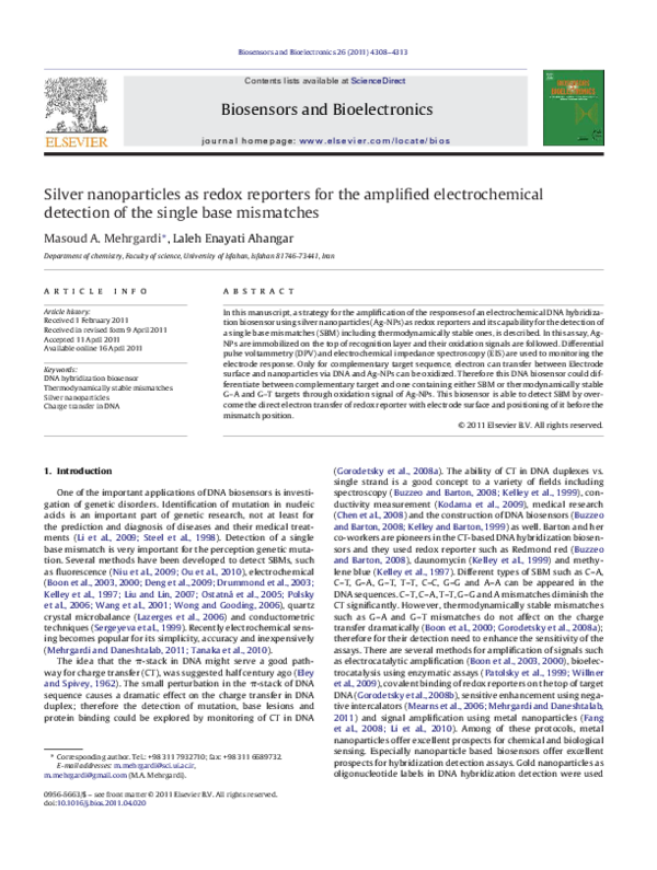 (PDF) Silver nanoparticles as redox reporters for the amplified ...