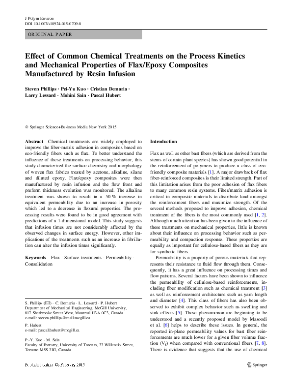 (PDF) Effect of Common Chemical Treatments on the Process Kinetics and ...
