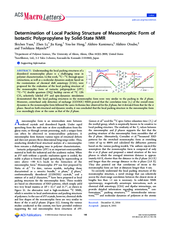 (PDF) Determination of Local Packing Structure of Mesomorphic Form of ...