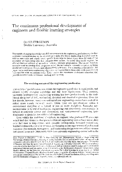 (PDF) The continuous professional development of engineers and flexible ...