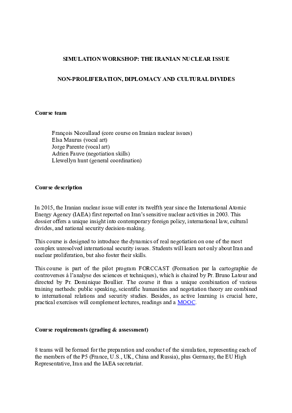 (DOC) The Iranian Nuclear Issue (P5 + 1)