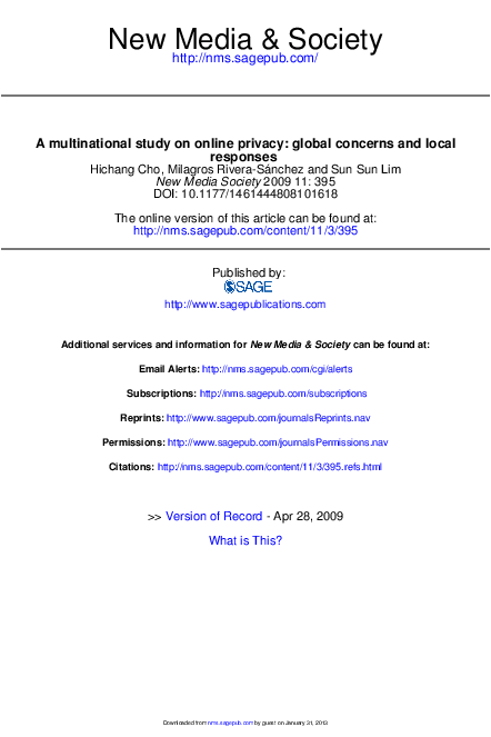 (PDF) A Multinational Study on Online Privacy: Global Concerns and ...