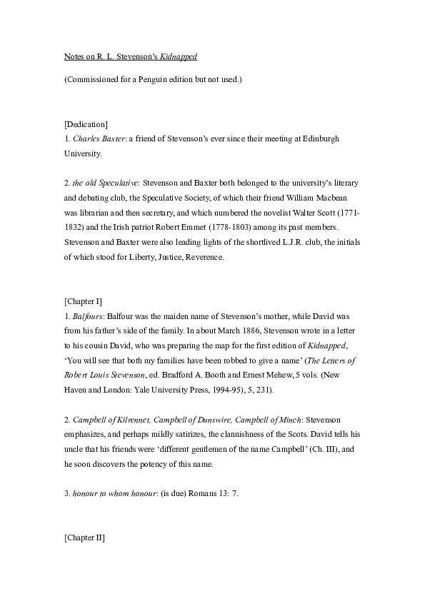 (DOC) Notes on Stevenson's "Kidnapped" Jim McCue Academia.edu