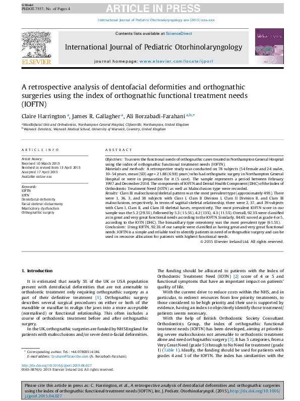 (PDF) A retrospective analysis of dentofacial deformities and ...