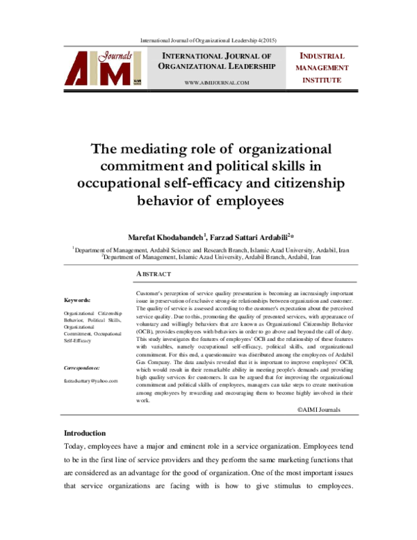 (PDF) The mediating role of organizational commitment and political ...