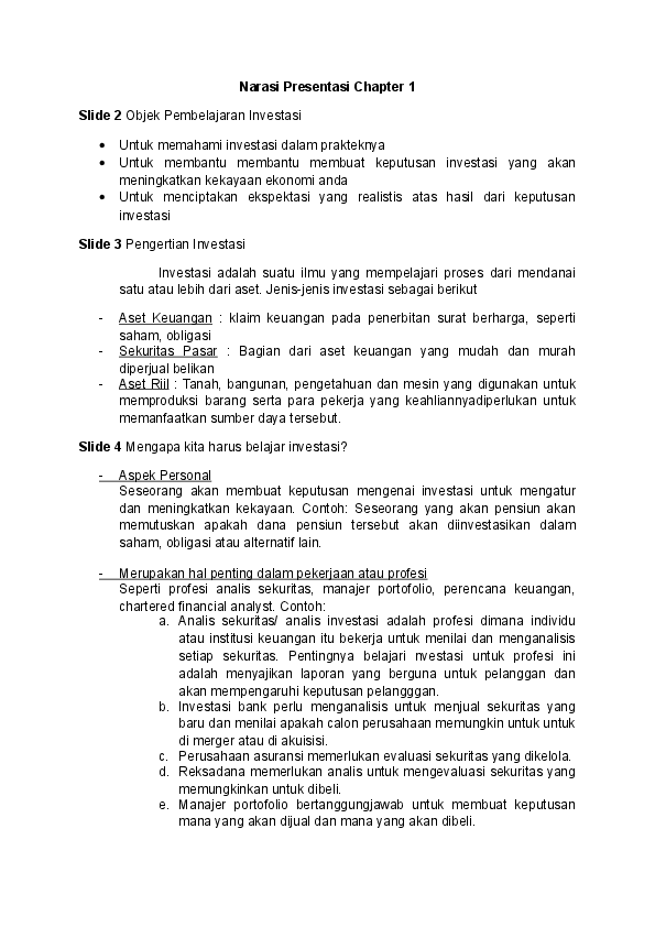 (DOC) Ringkasan Chapt. 1 Investment Analysis and Management (Indonesian