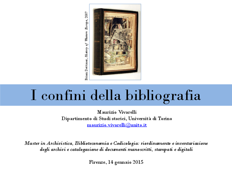 Master In Archivistica E Biblioteconomia On Line (PDF) I confini della bibliografia. Lezione al Master in Archivistica