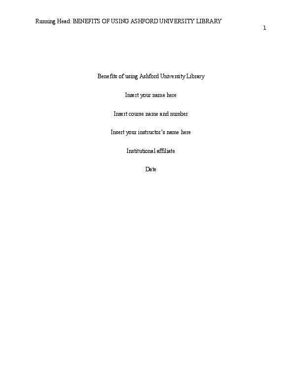 (DOC) Benefits of using Ashford University Library DANIEL KARANJA