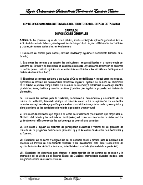 (PDF) Ley de Ordenamiento Sustentable del Territorio del Estado de Tabasco Xander Bourne (PDF) Ley de Ordenamiento Sustentable del Territorio del Estado de Tabasco Xander Bourne