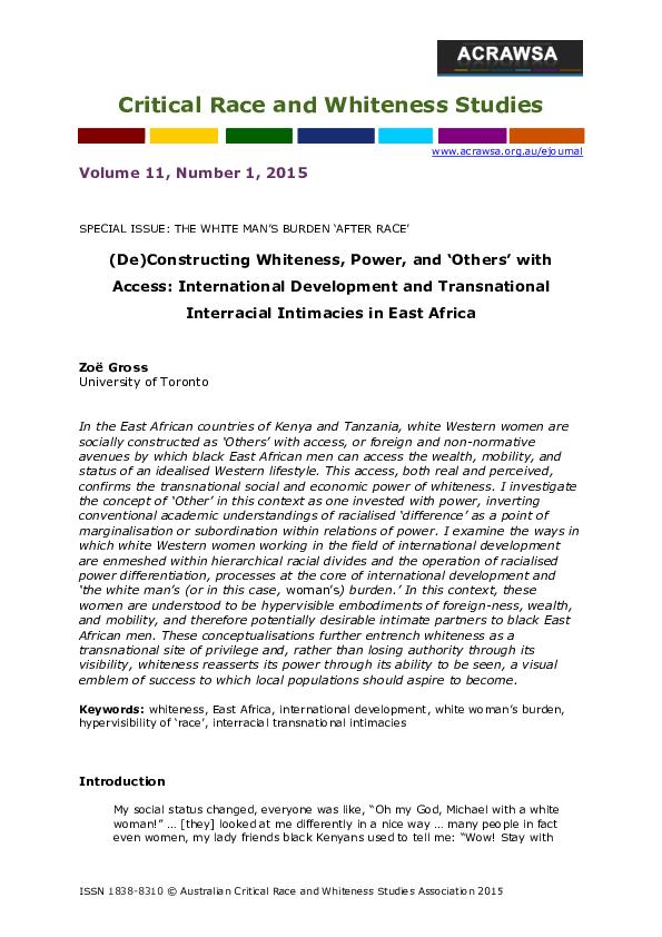 (PDF) (De)Constructing Whiteness, Power, and 'Others' with Access ...