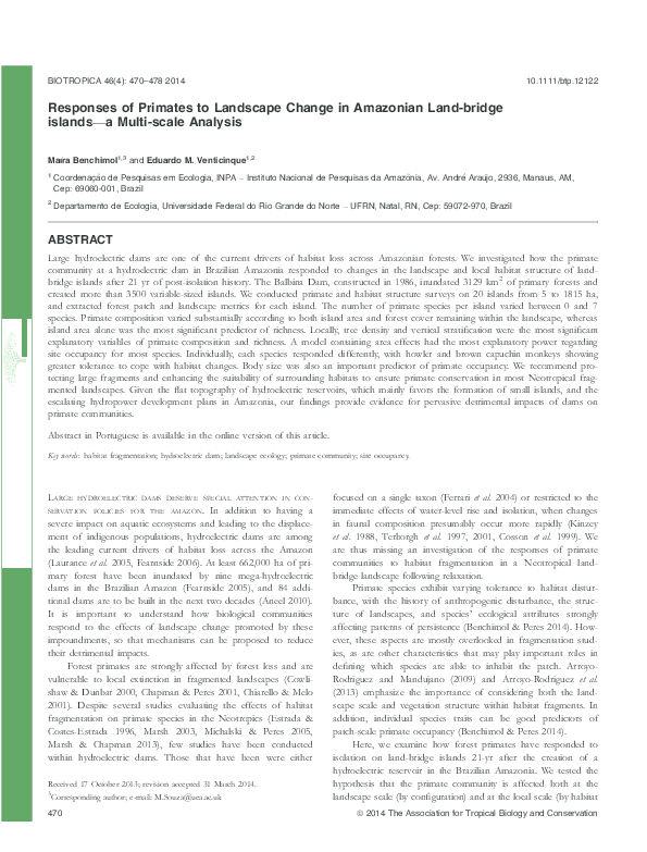 (PDF) Responses of Primates to Landscape Change in Amazonian Land ...