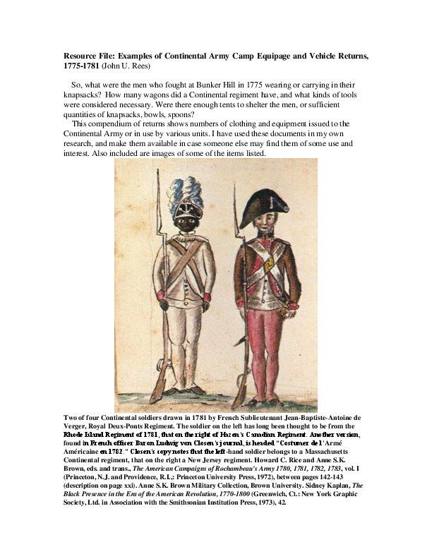 (PDF) Resource File: Examples of Continental Army Camp Equipage and ...