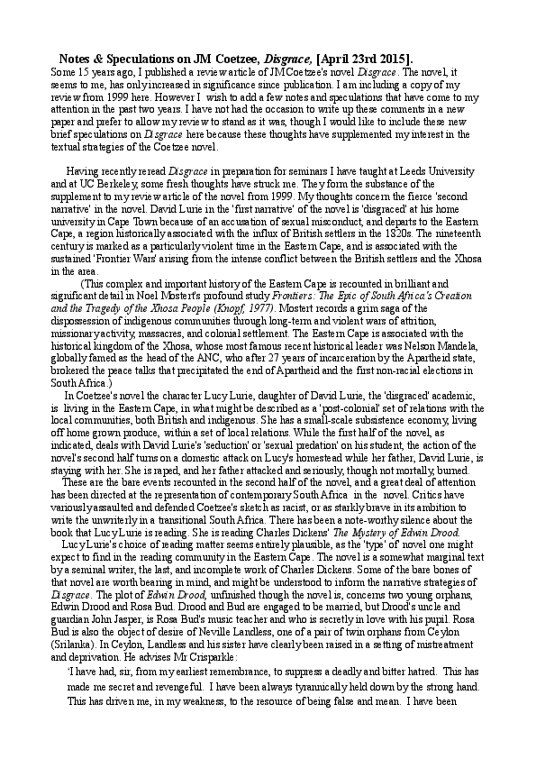 Coetzee disgrace essays 07 image