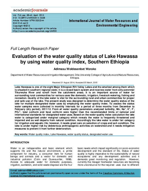 Drinking water quality index picture