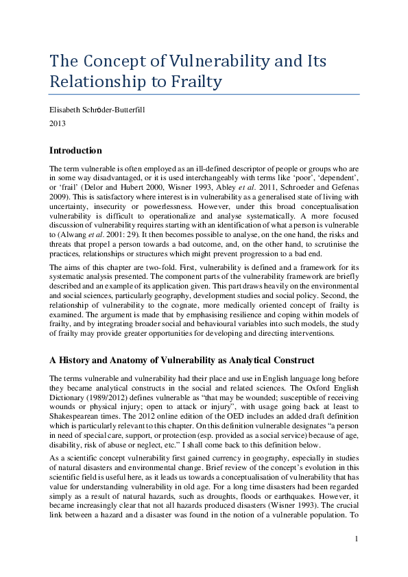 (PDF) The Concept of Vulnerability and Its Relationship to Frailty