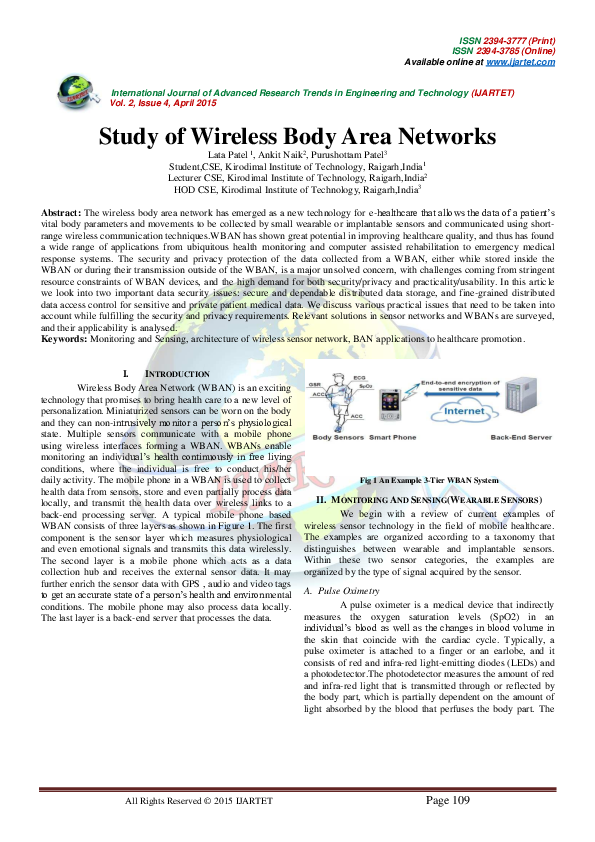 (PDF) study of wireless body area networks