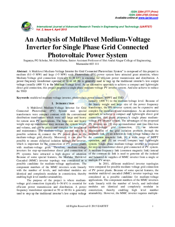 (PDF) An Analysis of Multilevel Medium-Voltage Inverter for Single ...