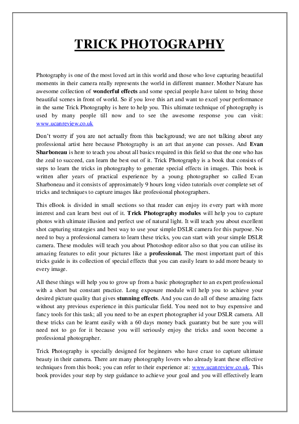(PDF) TRICK PHOTOGRAPHY Ryan Sam Academia.edu