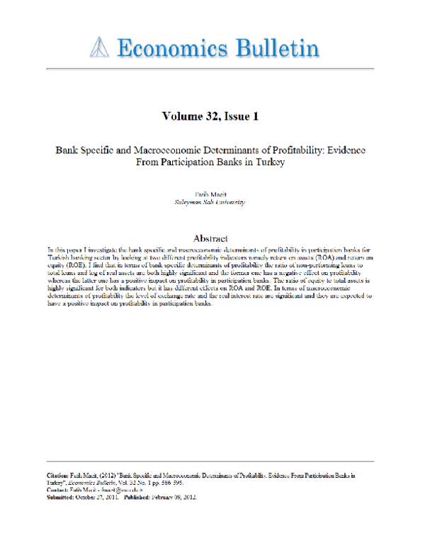 (PDF) Bank Specific and Macroeconomic Determinants of Profitability ...