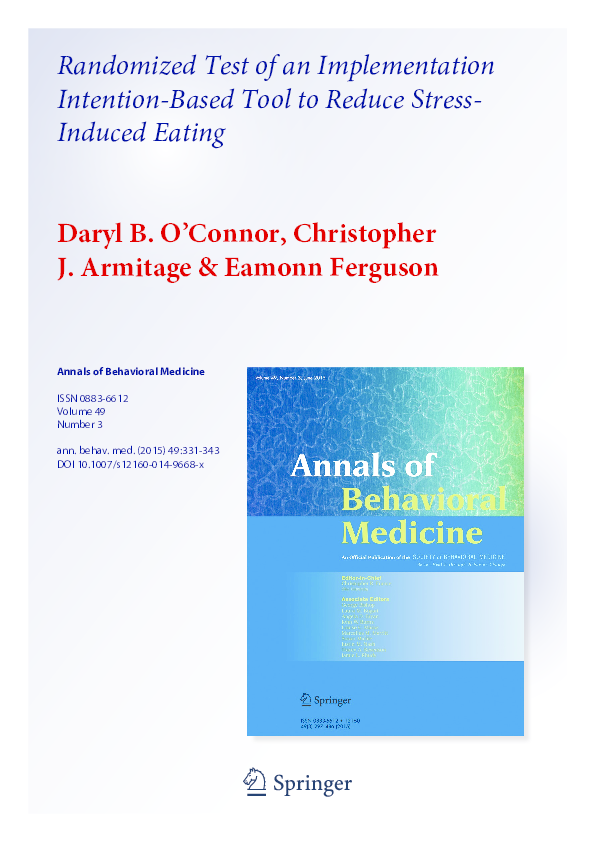 (PDF) Randomized Test of an Implementation Intention-Based Tool to ...