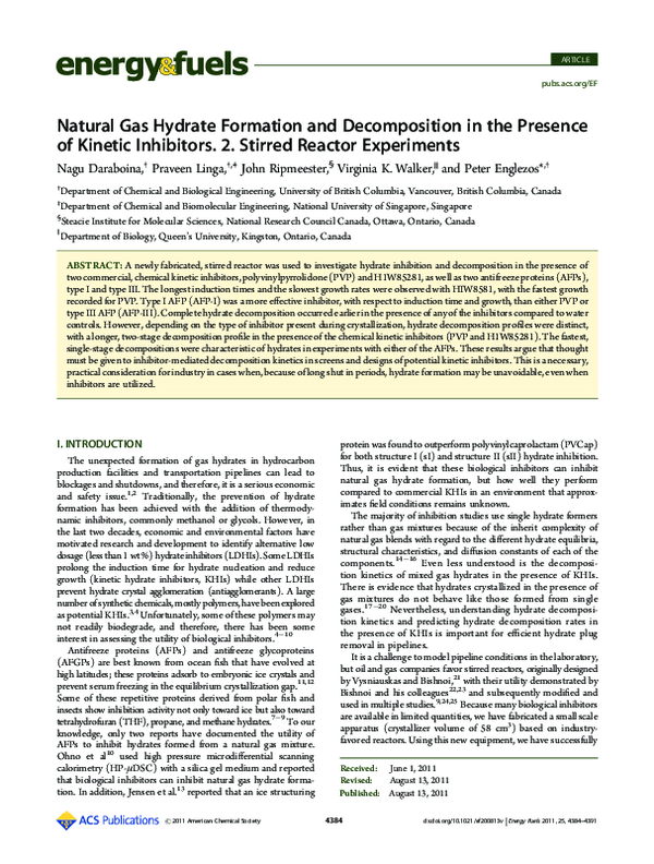 (PDF) Natural Gas Hydrate Formation and Decomposition in the Presence ...