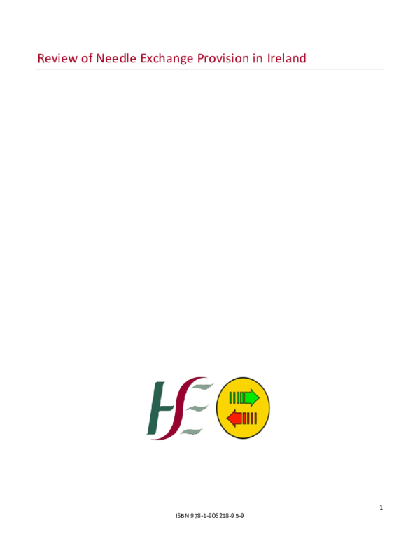 (PDF) Review of Needle Exchange Provision in Ireland Tim Bingham