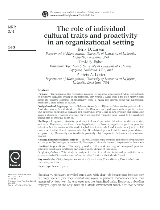 (PDF) The role of individual cultural traits and proactivity in an ...