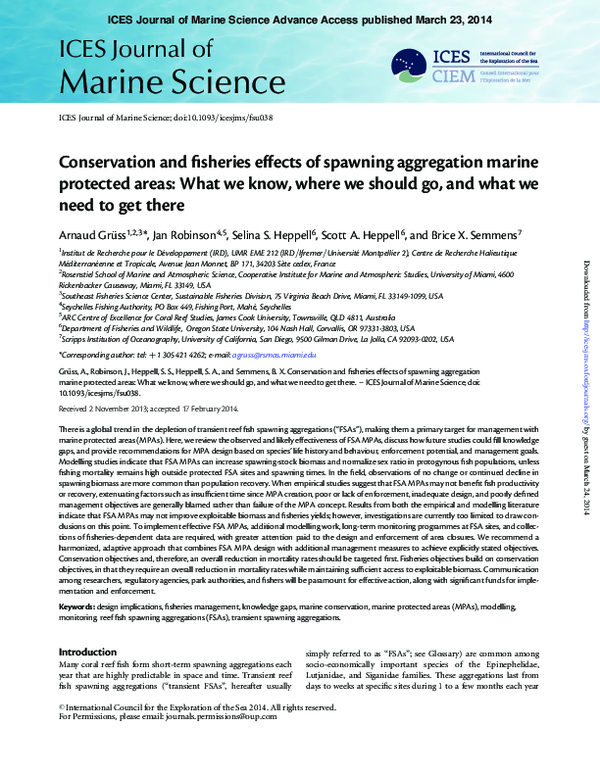 (PDF) Conservation and fisheries effects of spawning aggregation marine ...