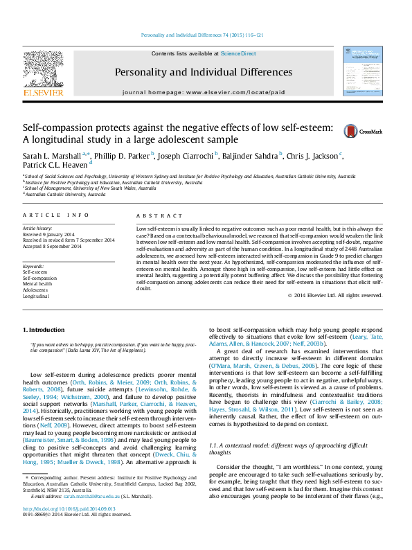 (PDF) protects against the negative effects of low self