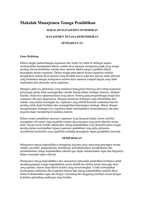 Doc Makalah Manajemen Tenaga Lord Arcot Academia Edu