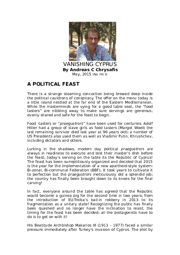 (DOC) A POLITICAL FEAST VANISHING CYPRUS Andreas C Chrysafis