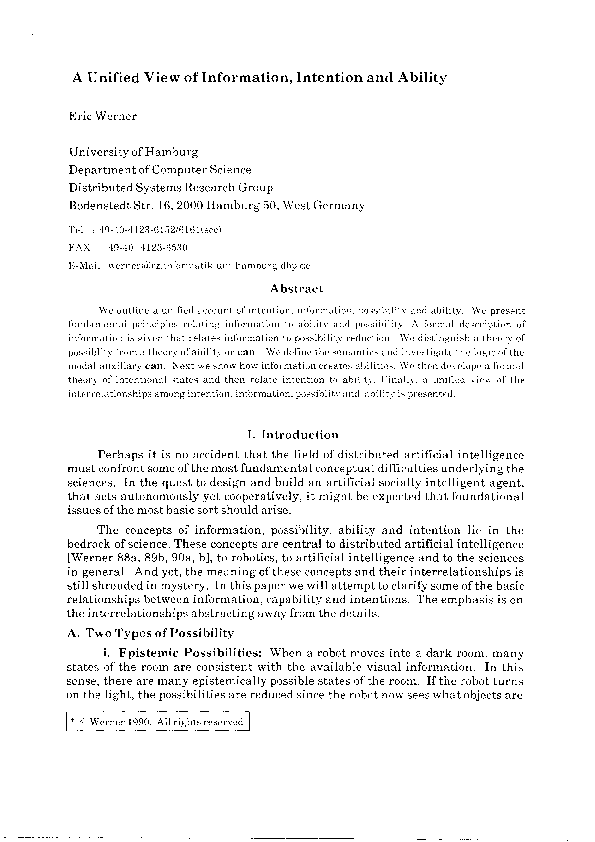 (PDF) A Unified View of Information, Intention and Ability