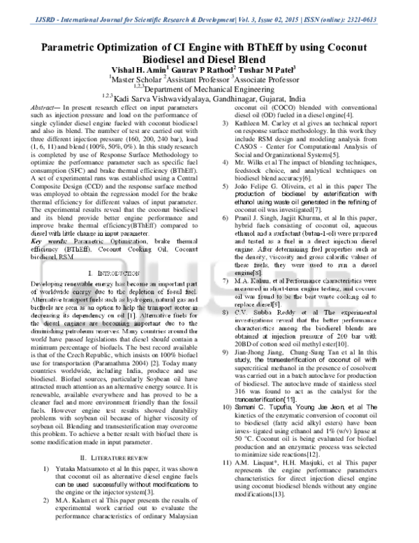 (PDF) Parametric Optimization of CI Engine with BThEff by using Coconut ...