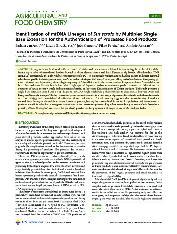 (PDF) Identification of mtDNA Lineages of Sus scrofa by Multiplex ...