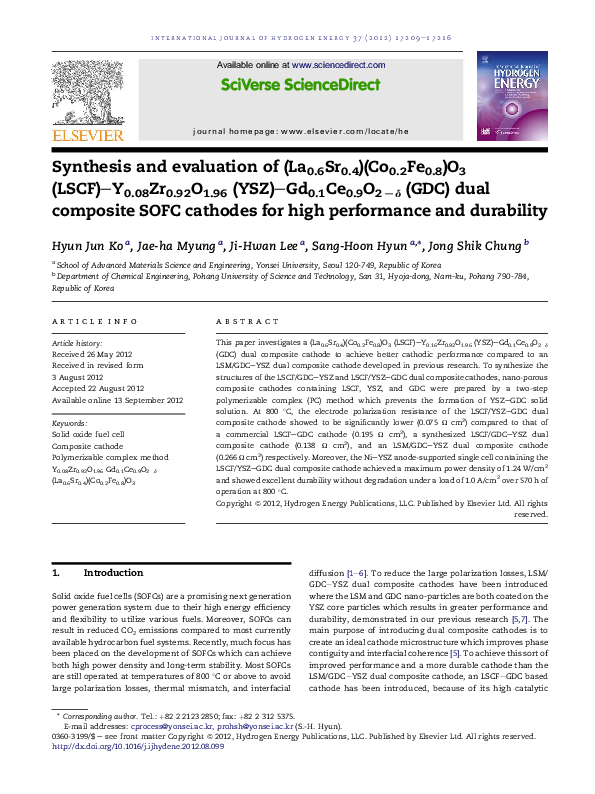 (PDF) composite SOFC cathodes for high performance and durability