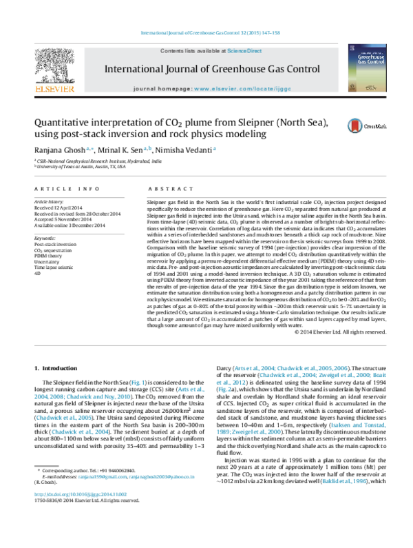 (PDF) Quantitative interpretation of CO 2 plume from Sleipner (North ...