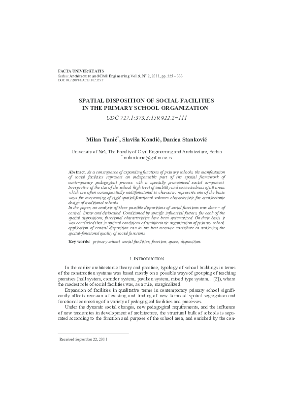 (PDF) Spatial disposition of social facilities in the primary school ...