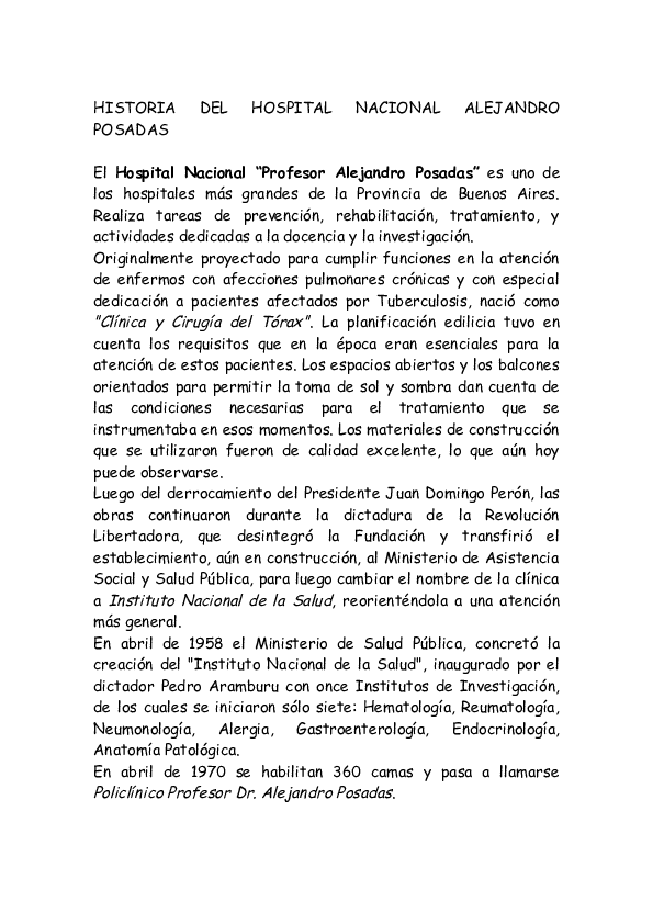 (DOC) HISTORIA DEL HOSPITAL NACIONAL ALEJANDRO POSADAS