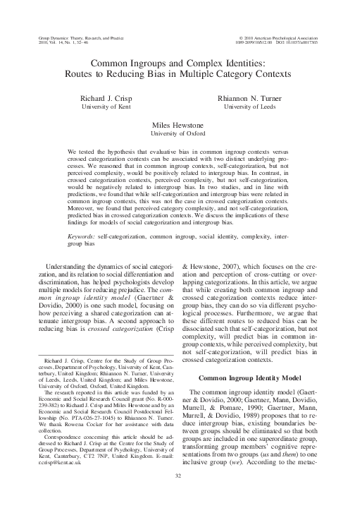 (PDF) Common ingroups and complex identities: Routes to reducing bias ...