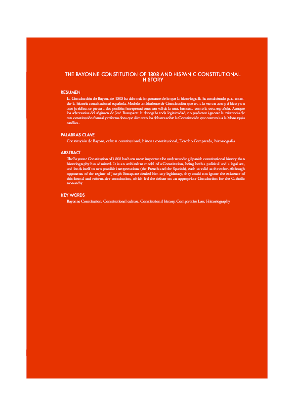 (PDF) La Constitution de Bayonne de 1808 et l’histoire