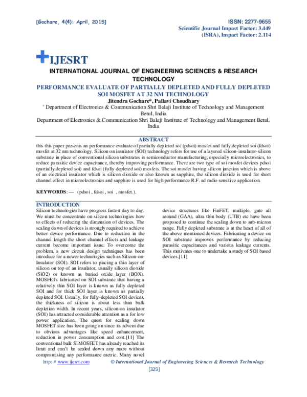 (PDF) PERFORMANCE EVALUATE OF PARTIALLY DEPLETED AND FULLY DEPLETED SOI ...