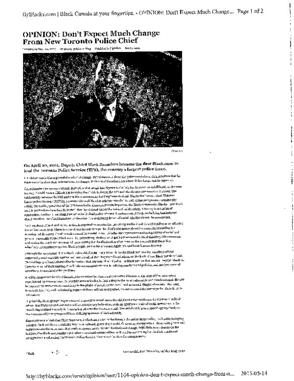 Pdf Don T Expect Much Change From New Toronto Police Chief Sulaimon Giwa Academia Edu