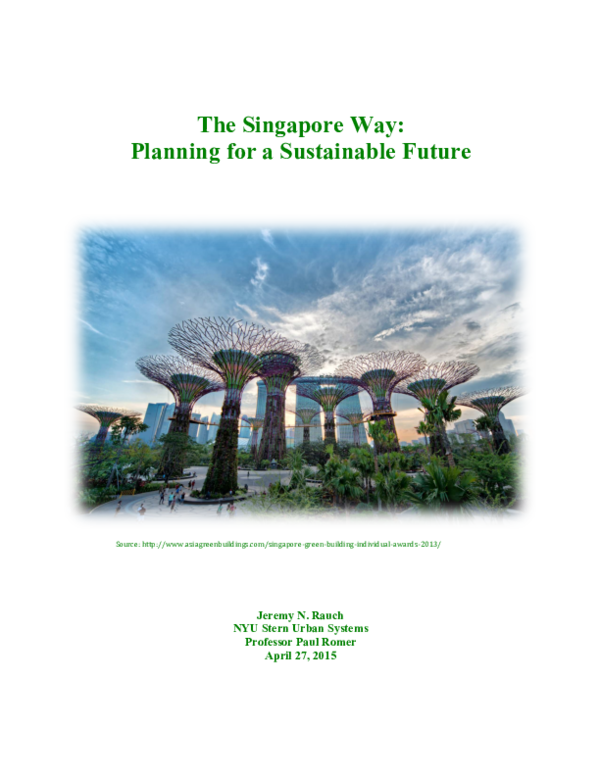 (PDF) The Singapore Way: Planning for a Sustainable Future