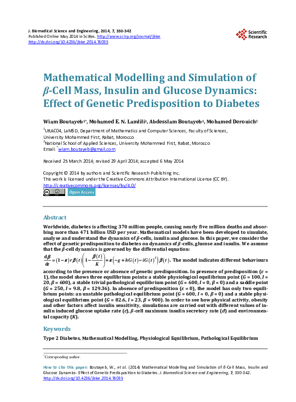 (PDF) Mathematical Modelling and Simulation of β-Cell Mass, Insulin and ... - Cell Mass Dynamics