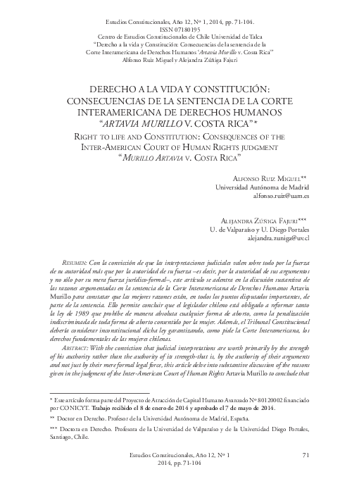 (PDF) Derecho a la vida y constitución: Consecuencias de la sentencia