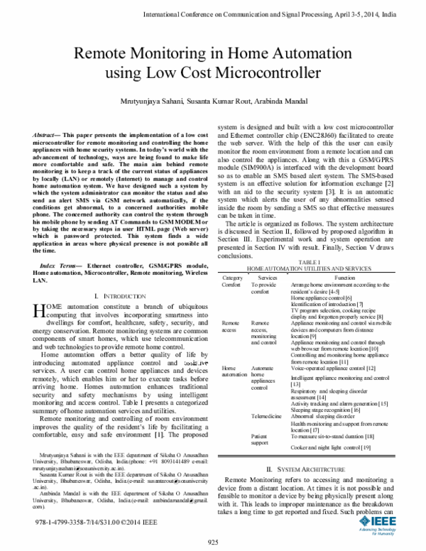 (PDF) Remote monitoring in home automation using low cost microcontroller