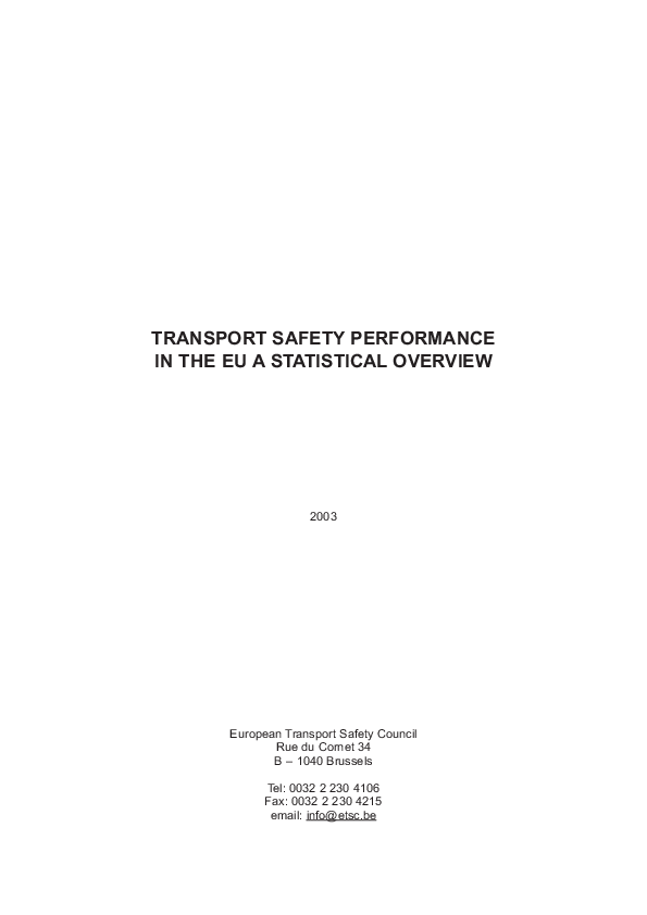 (PDF) TRANSPORT SAFETY PERFORMANCE IN THE EU A STATISTICAL OVERVIEW