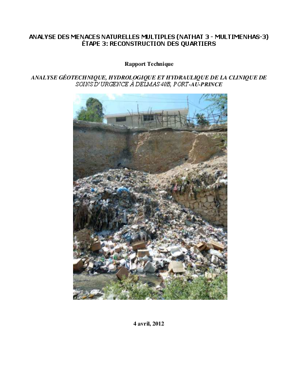 (PDF) ANALYSE GÉOTECHNIQUE, HYDROLOGIQUE ET HYDRAULIQUE DES MENACES