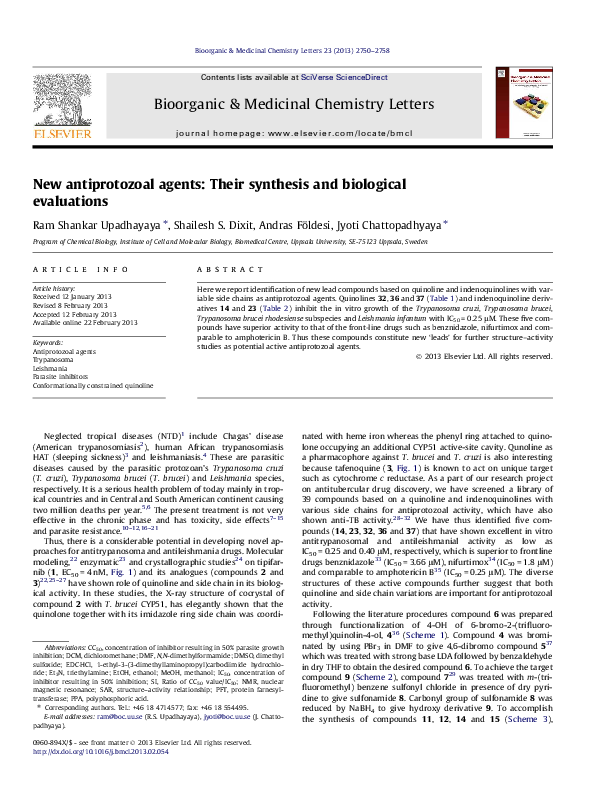 (PDF) New antiprotozoal agents: Their synthesis and biological evaluations