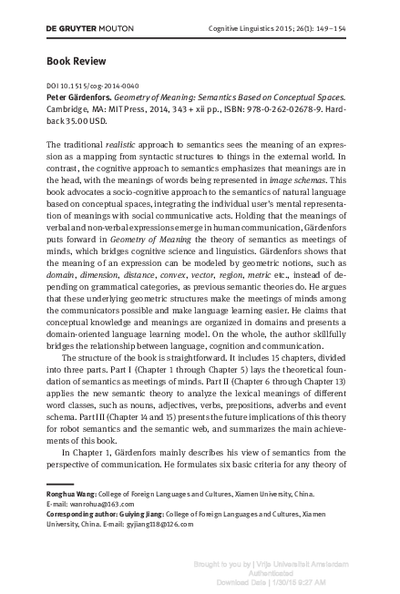 Pdf Geometry Of Meaning Cog L 15 Ronghua Wang Academia Edu